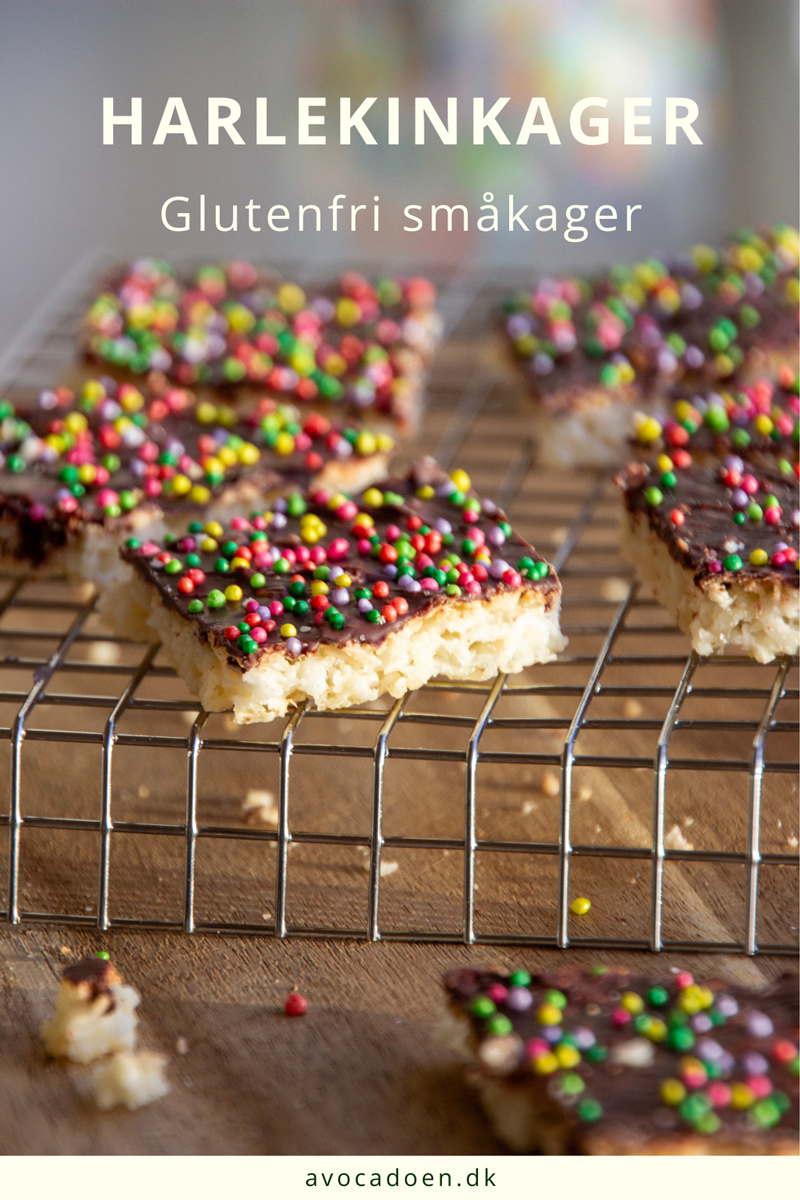 Harlekin-kager med kokos, chokolade og krymmel